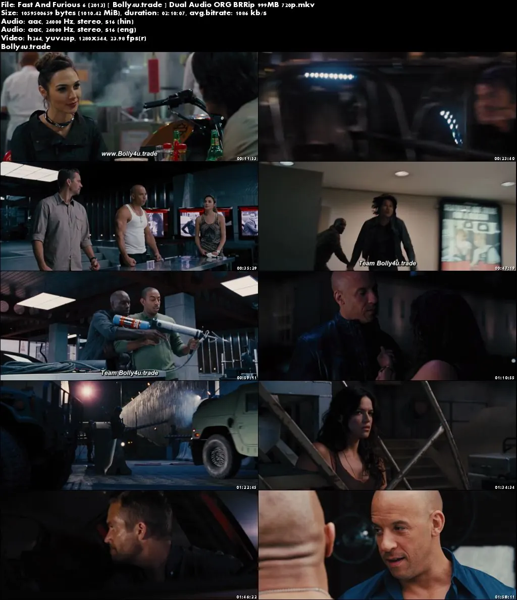 Fast And Furious 6 2013 BRRip 400Mb Hindi Dual Audio ORG 480p Download
