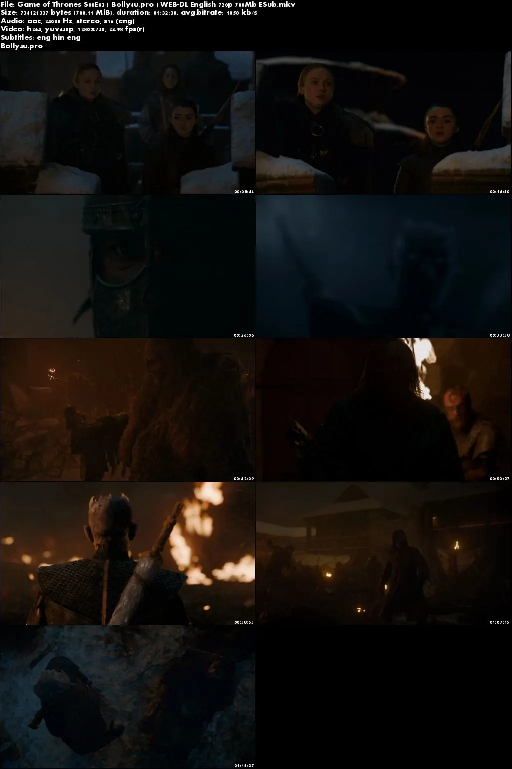 Game of Thrones S08E03 WEB-DL 700MB English 720p Hindi Sub Download Game of Thrones S08E03 WEB-DL 700MB English 720p Hindi Sub Download