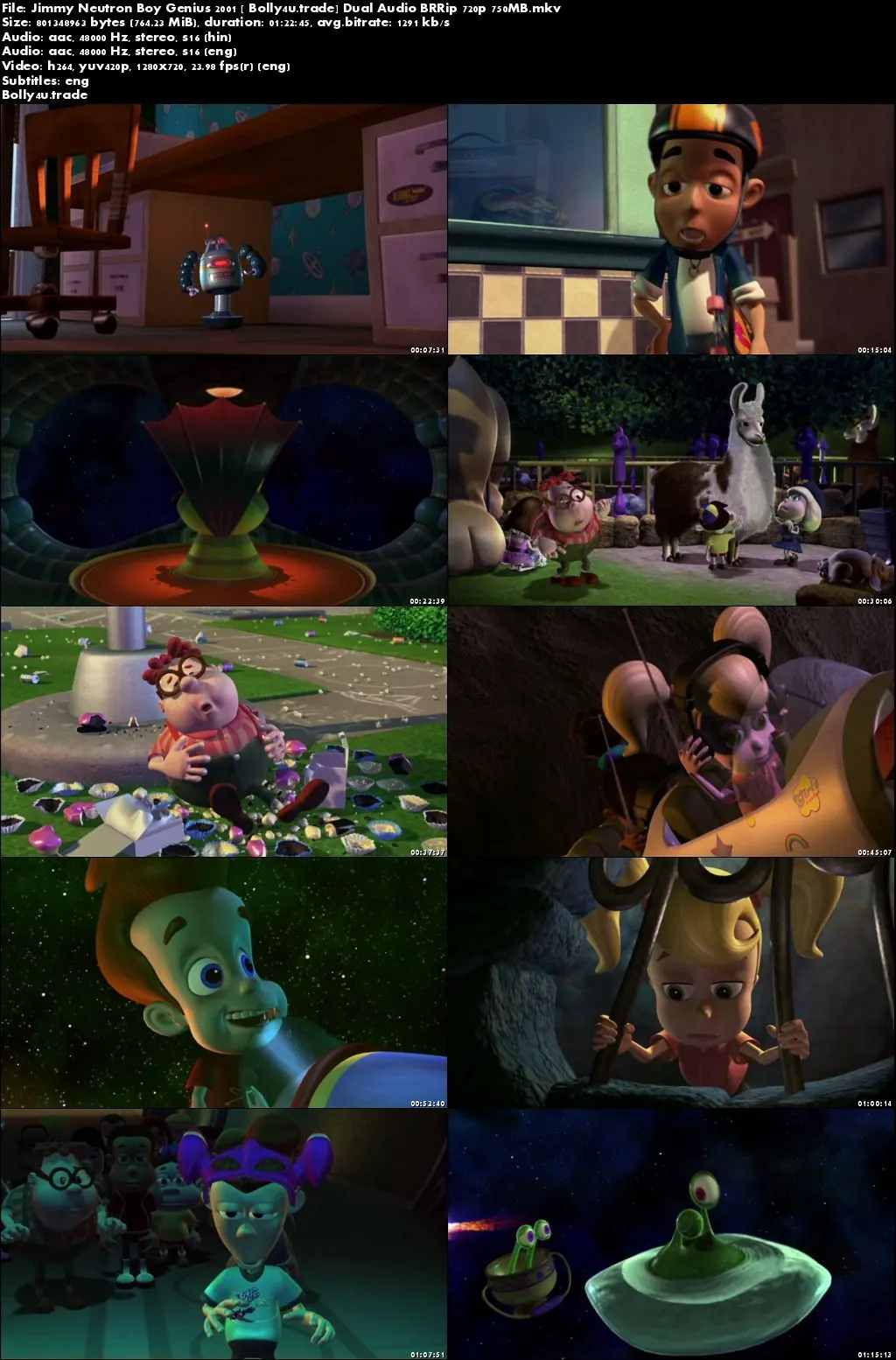 Jimmy Neutron Boy Genius 2001 BRRip 750Mb Hindi Dual Audio 720p Download