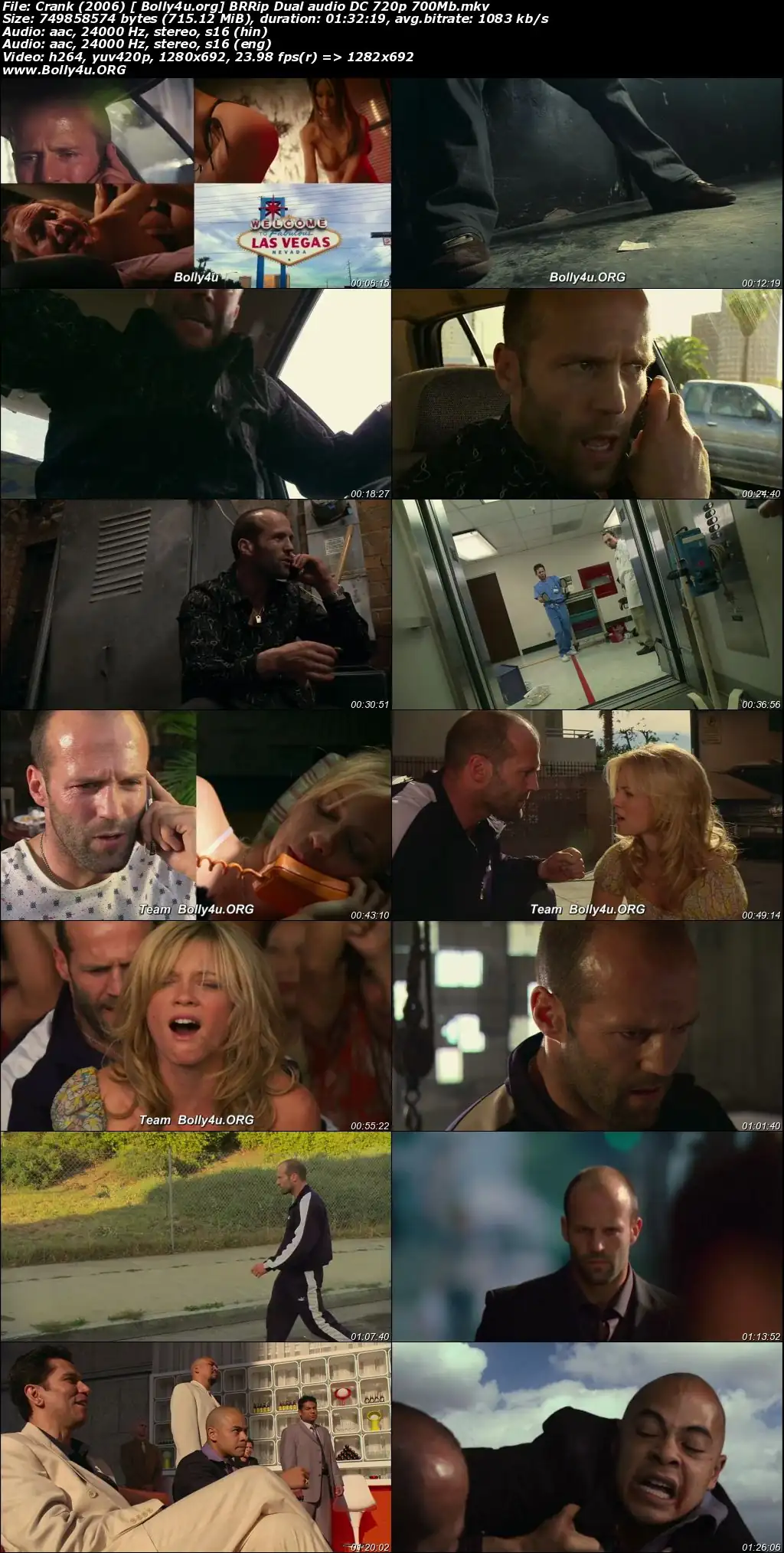 Crank 2006 BRRip 700Mb Hindi Dual Audio DC 720p Download