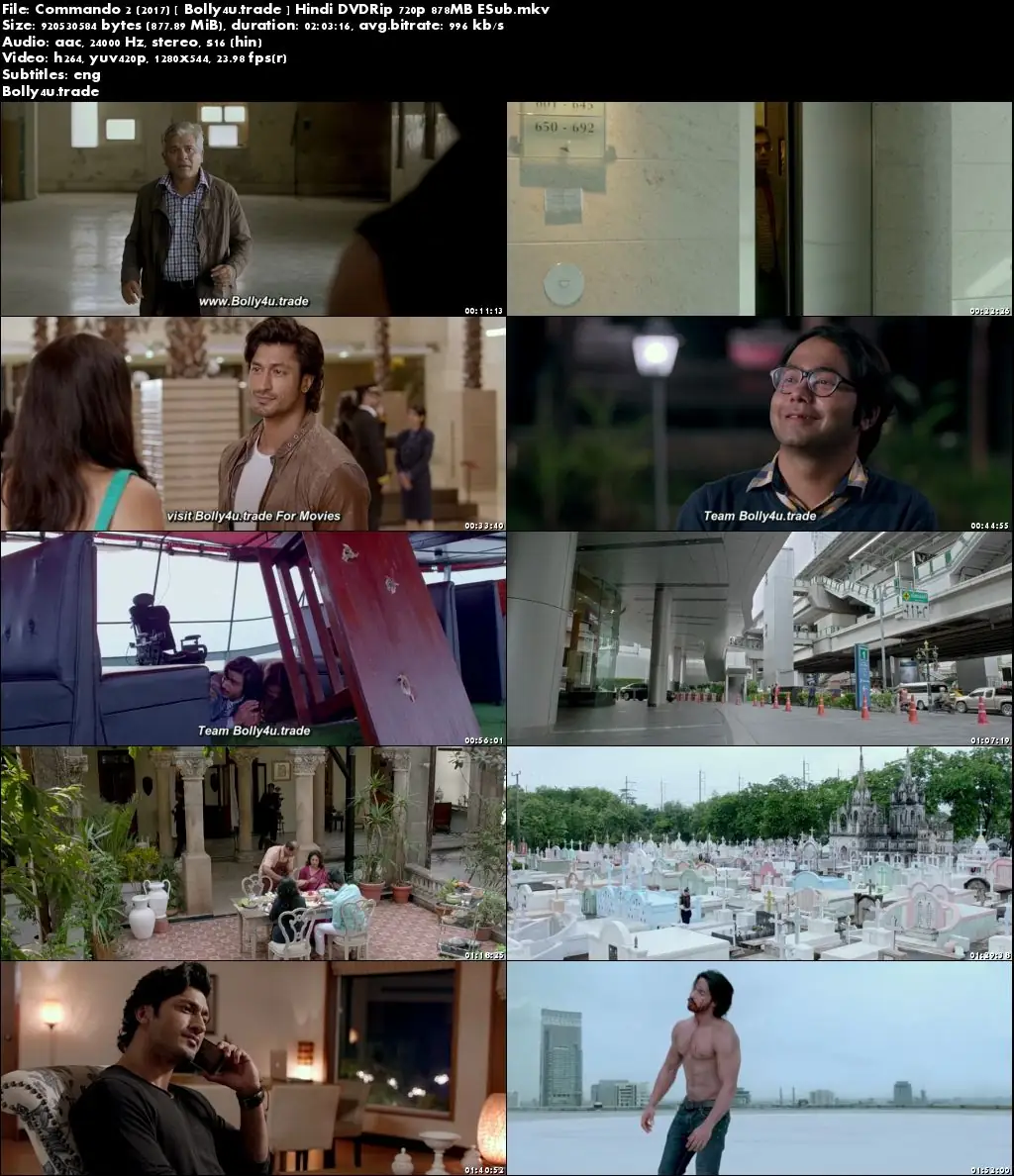 Commando 2 2017 DVDRip 350Mb Full Hindi Movie Download 480p ESub