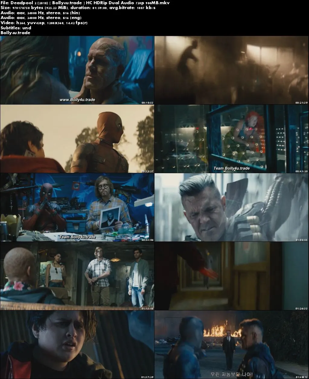 Deadpool 2 2018 HC HDRip 900MB Hindi Dubbed Dual Audio 720p Download