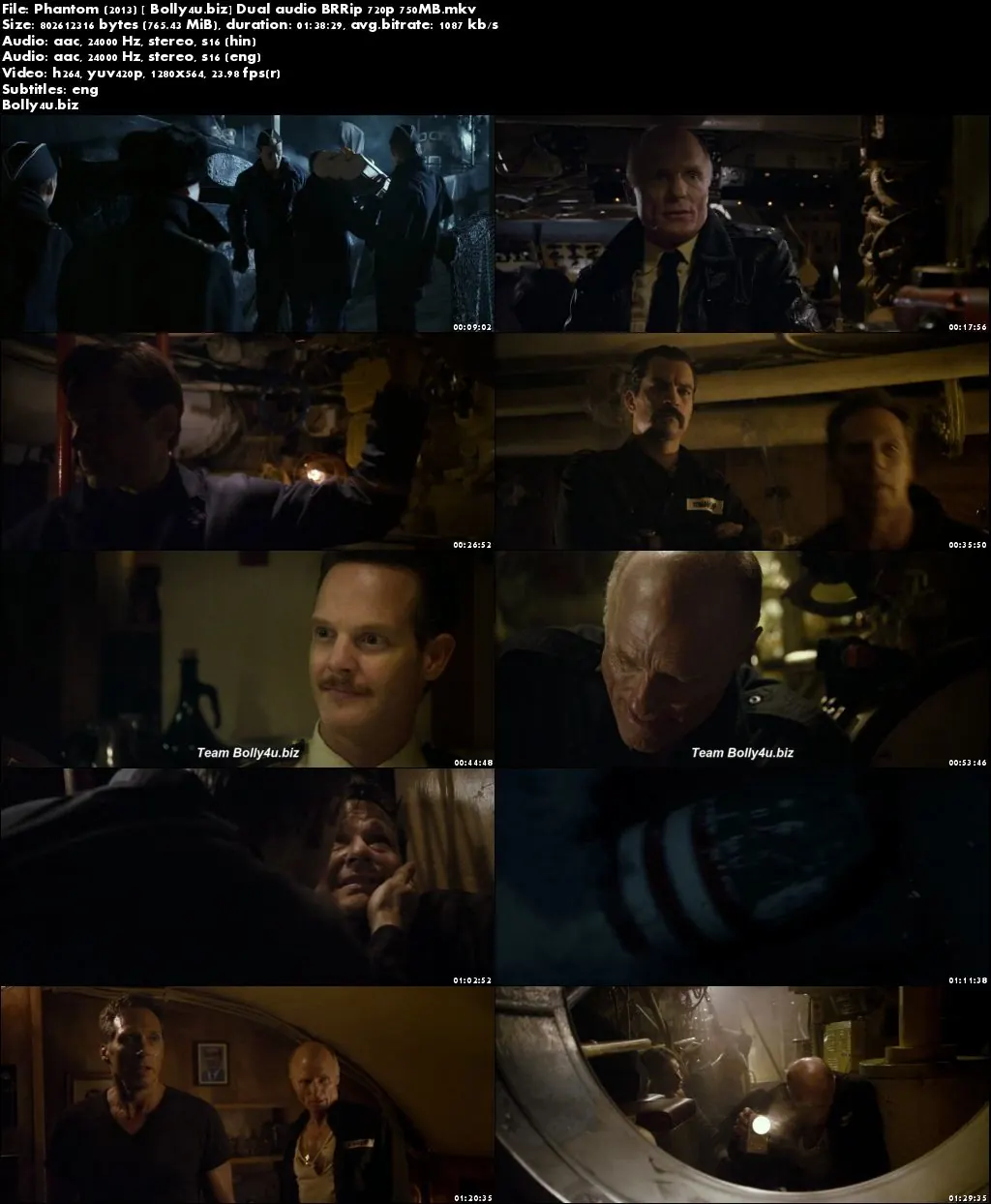 Phantom 2013 BRRip 750MB Hindi Dual Audio 720p Download