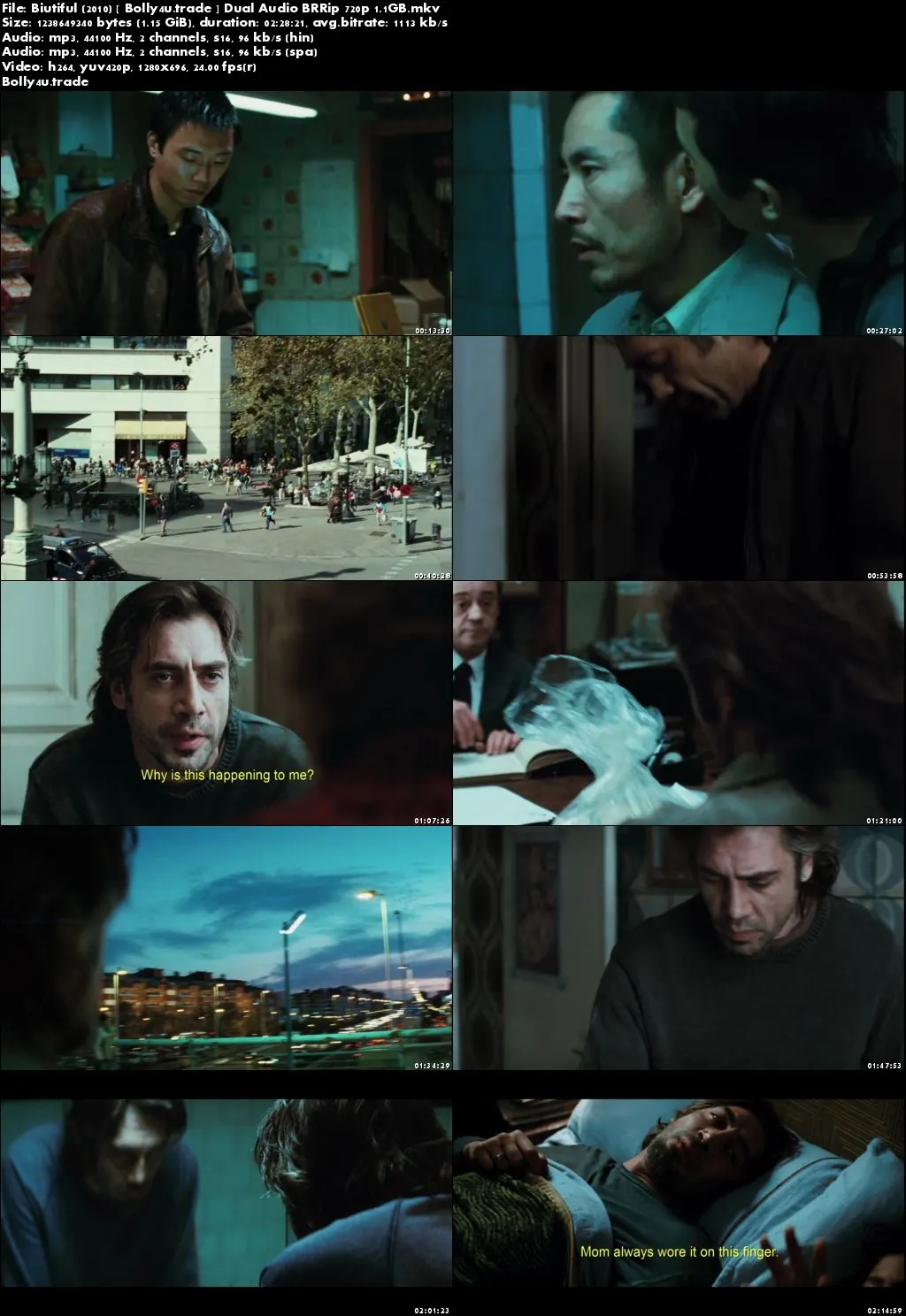 Biutiful 2010 BRRip Hindi Dubbed Dual Audio 720p Download