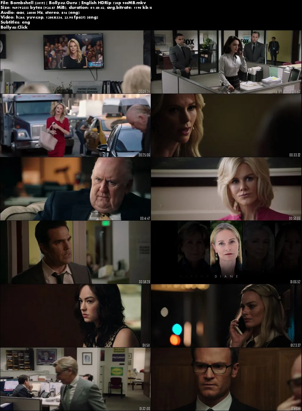 Bombshell 2019 HDRip 900Mb English 720p ESub Download