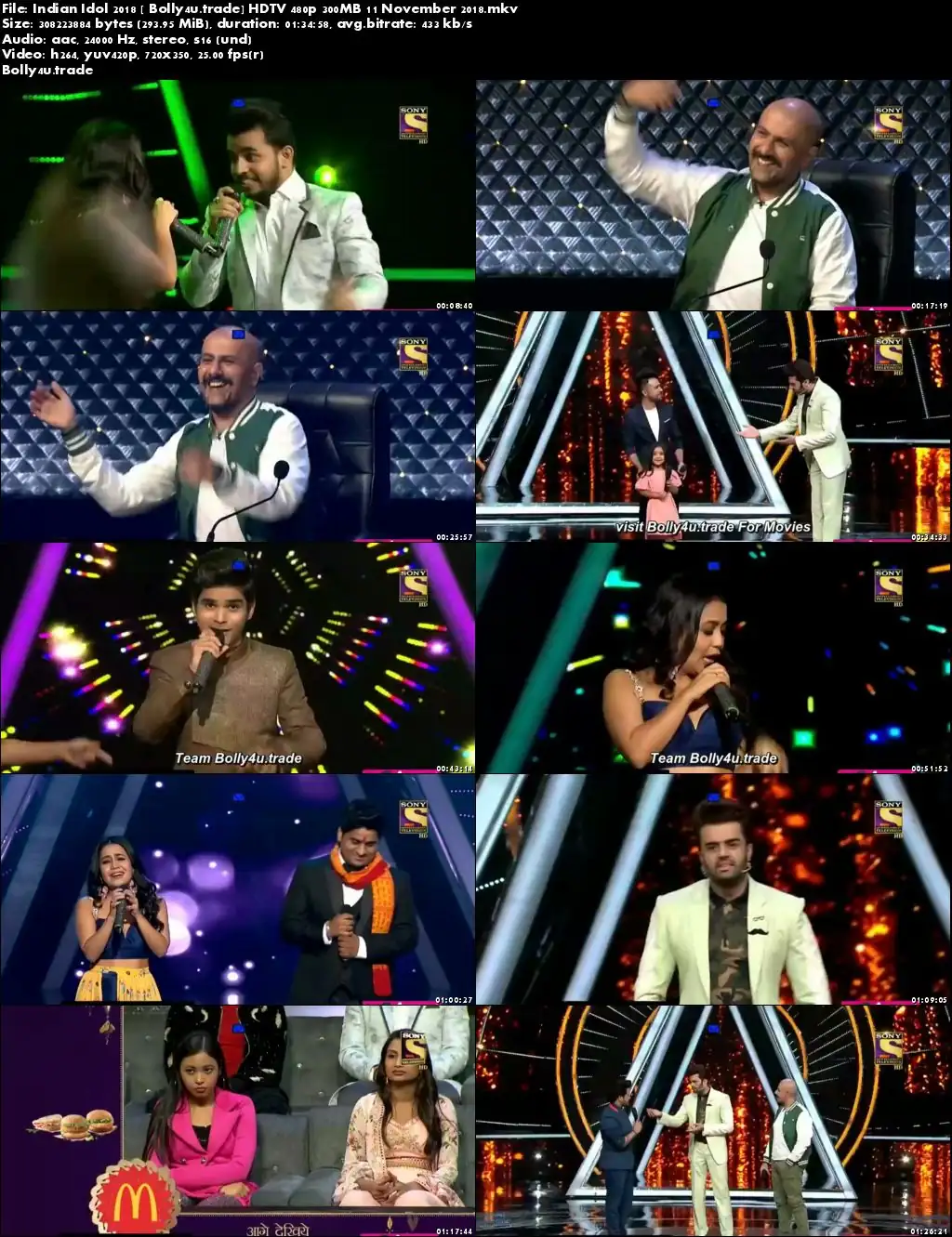 Indian Idol 2018 HDTV 480p 300MB 11 November 2018 Download Indian Idol 2018 HDTV 480p 300MB 11 November 2018 Download