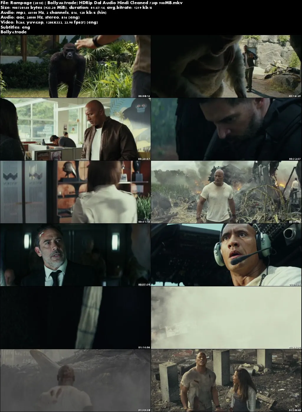 Rampage 2018 HDRip 900MB Hindi Dual Audio 720p ESub Download