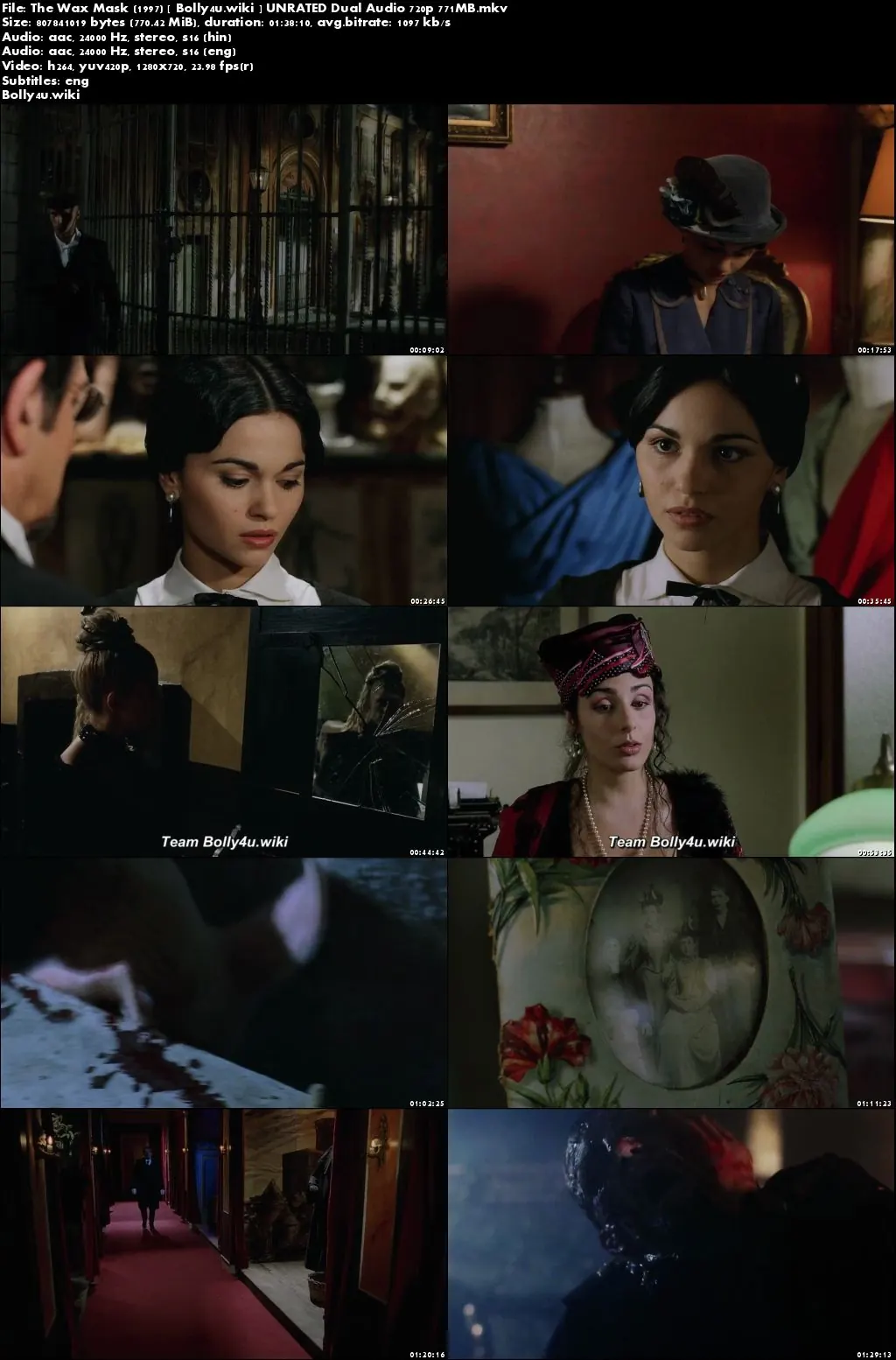 The Wax Mask 1997 BRRip 750MB UNRATED Hindi Dual Audio 720p Download
