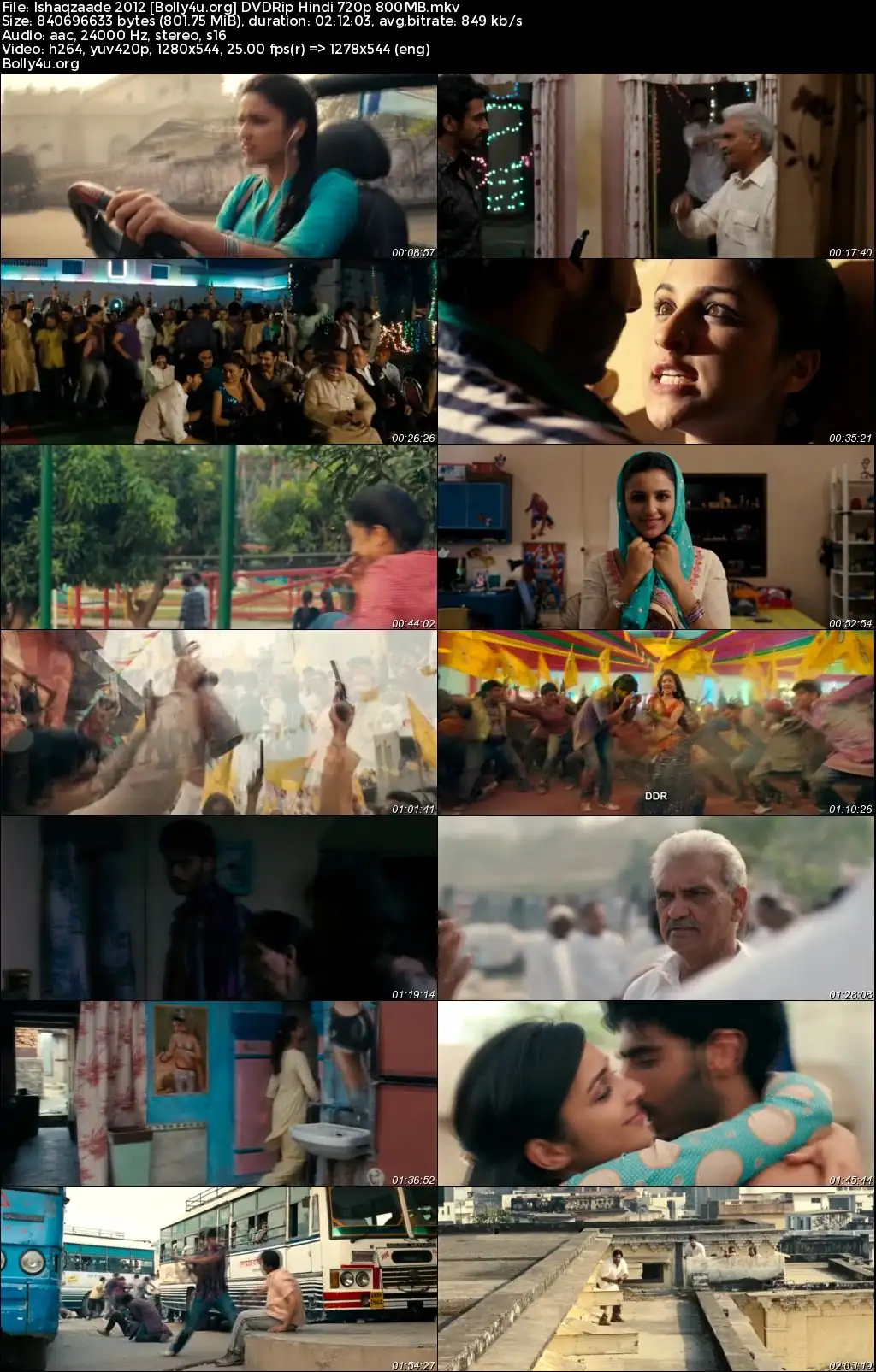 Ishaqzaade 2012 DVDRip Hindi Full Movie Download 720p  480p