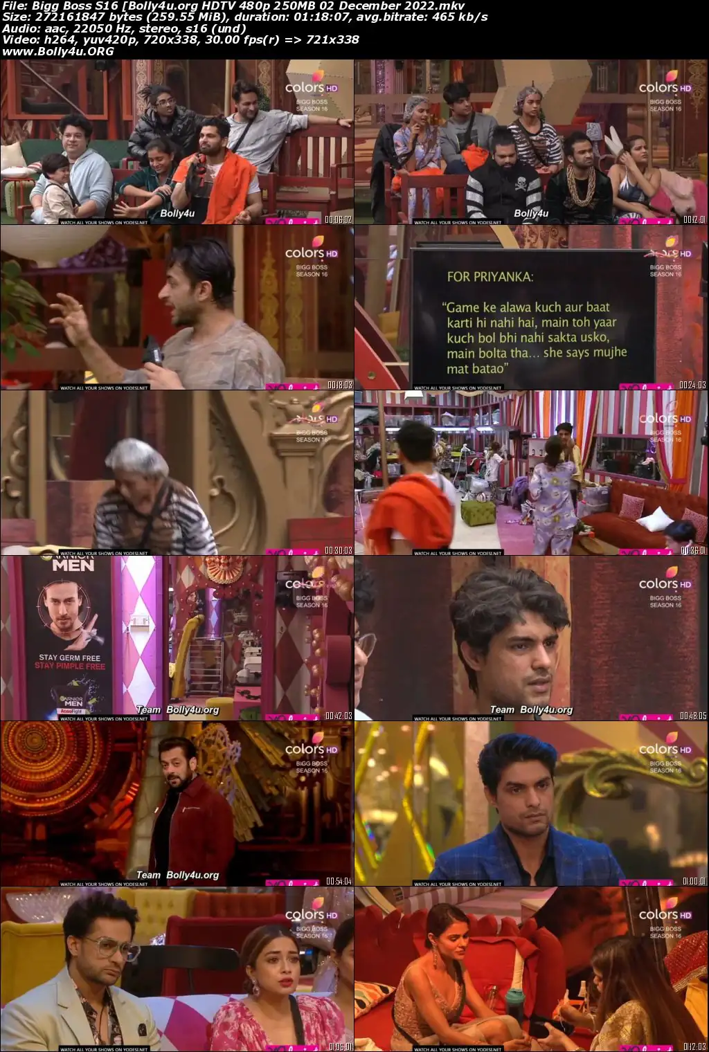 Bigg Boss S16 HDTV 480p 250Mb 02 December 2022 Download