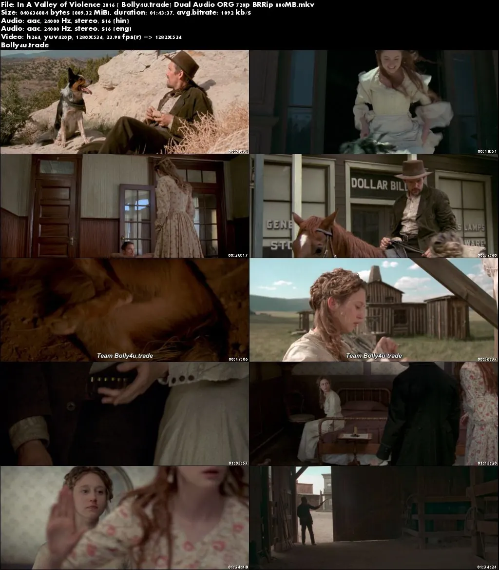  In A Valley of Violence 2016 BRRip 350MB Hindi Dual Audio ORG 480p Download