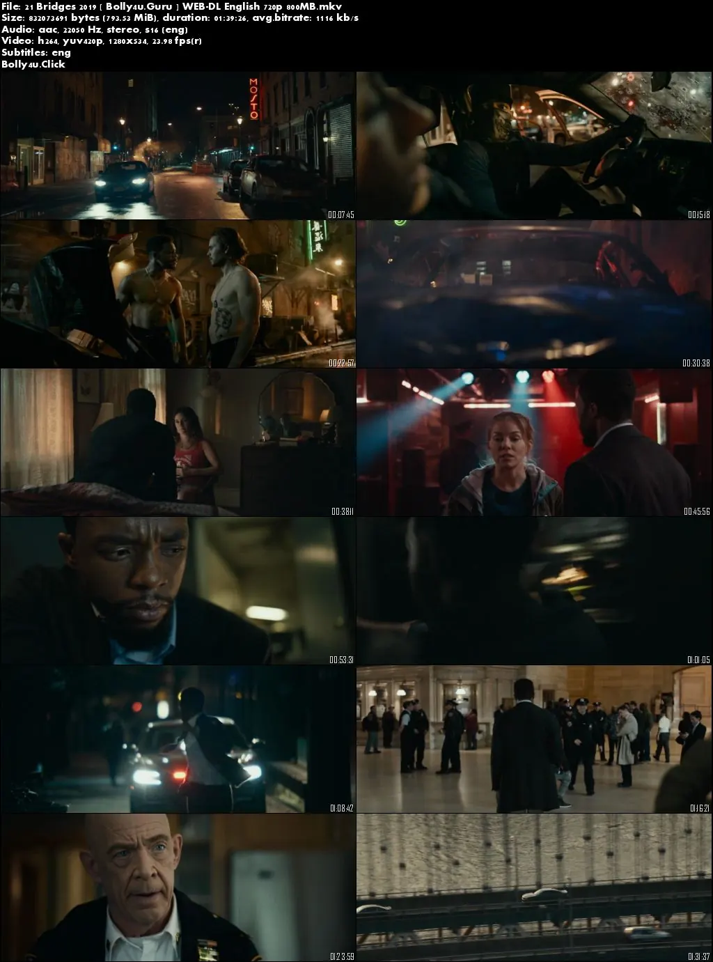 21 Bridges 2019 WEB-DL 800Mb English 720p ESub Download 21 Bridges 2019 WEB-DL 800Mb English 720p ESub Download