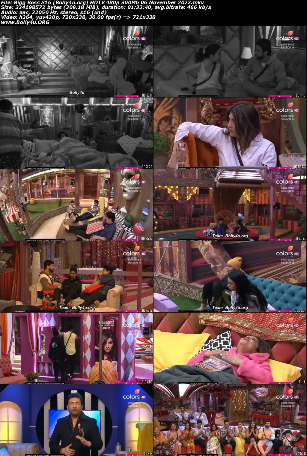 Bigg Boss S16 HDTV 480p 300Mb 06 November 2022 Download