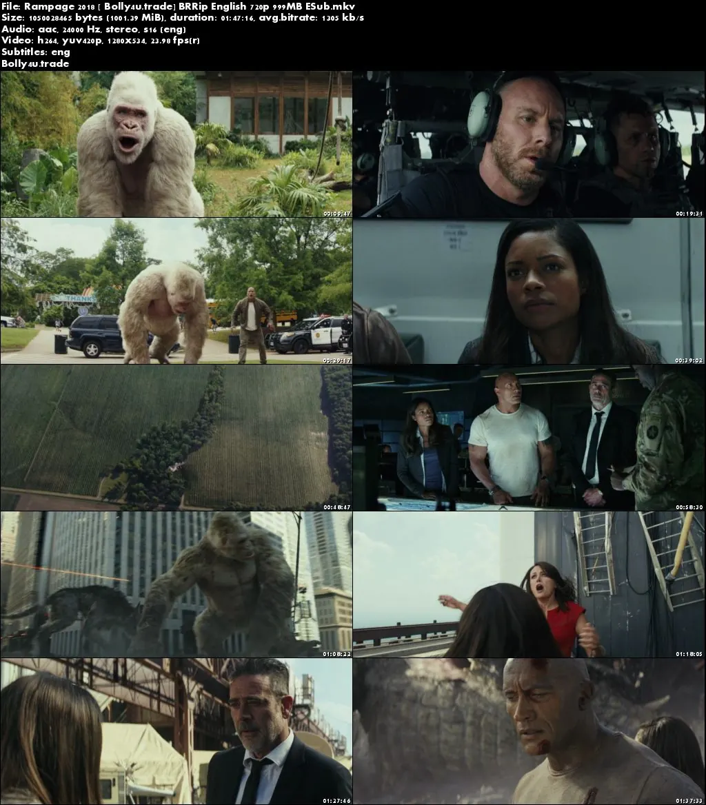 Rampage 2018 BRRip 300MB English 480p ESub Download
