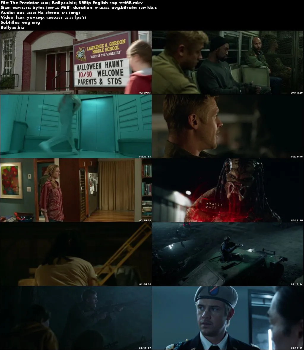 The Predator 2018 BRRip 999Mb English 720p ESub Download