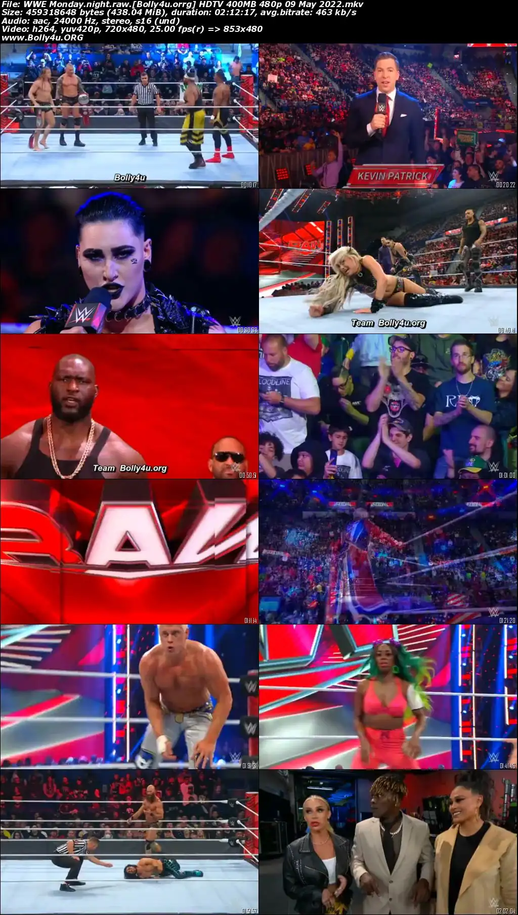 WWE Monday Night Raw HDTV 400MB 480p 09 May 2022 Download