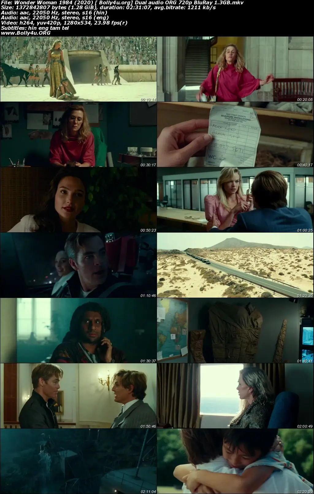 Wonder Woman 1984 2020 BluRay 500Mb Hindi Dual Audio ORG 480p Download