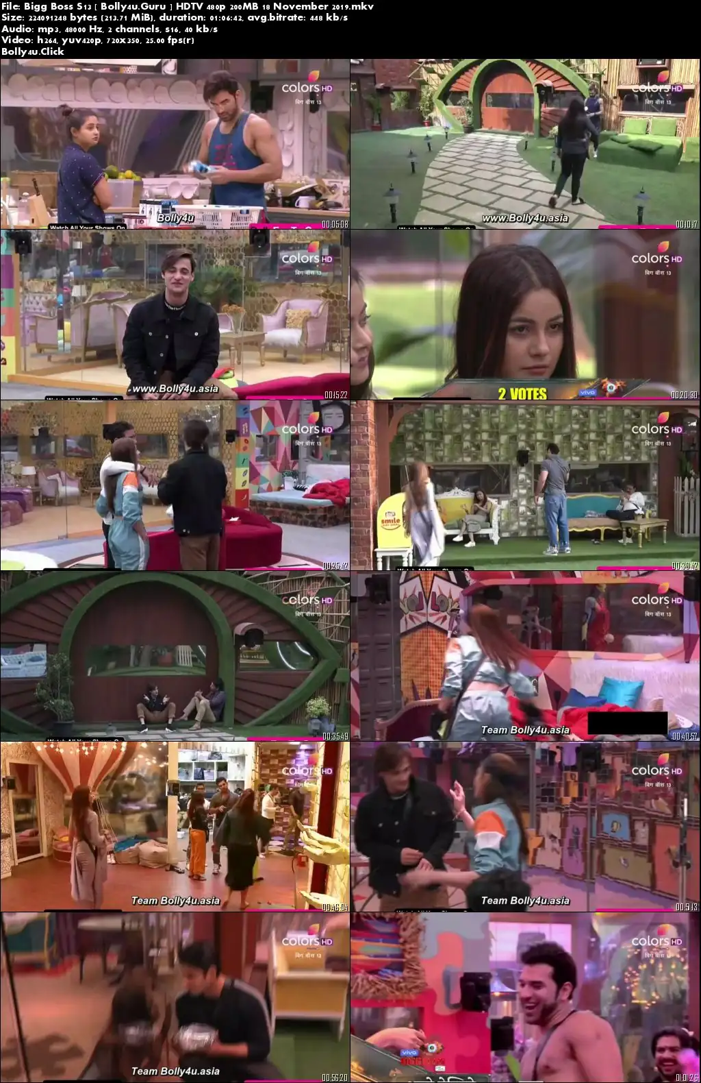 Bigg Boss S13 HDTV 480p 200MB 18 November 2019 download