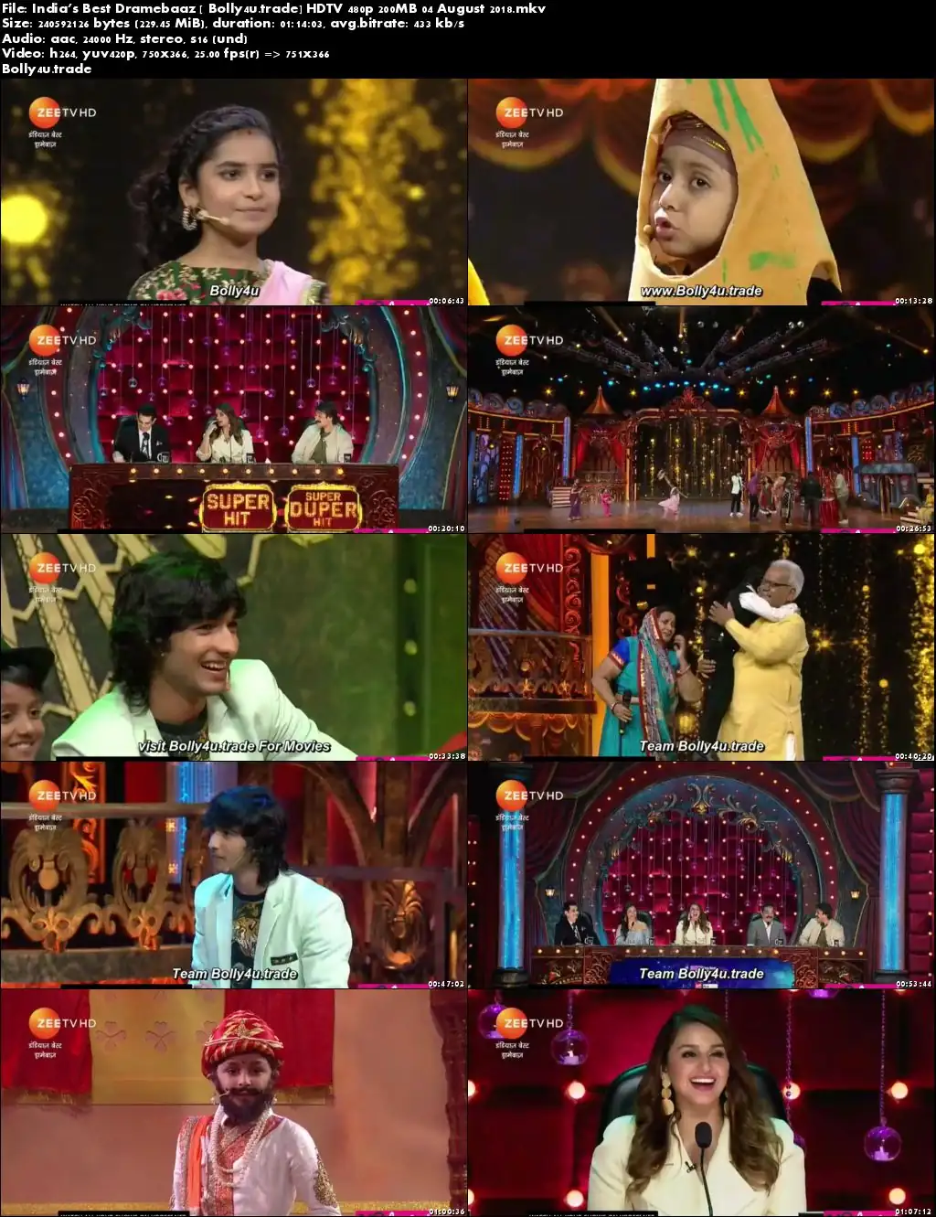 Indias Best Dramebaaz HDTV 480p 200MB 04 August 2018 Download