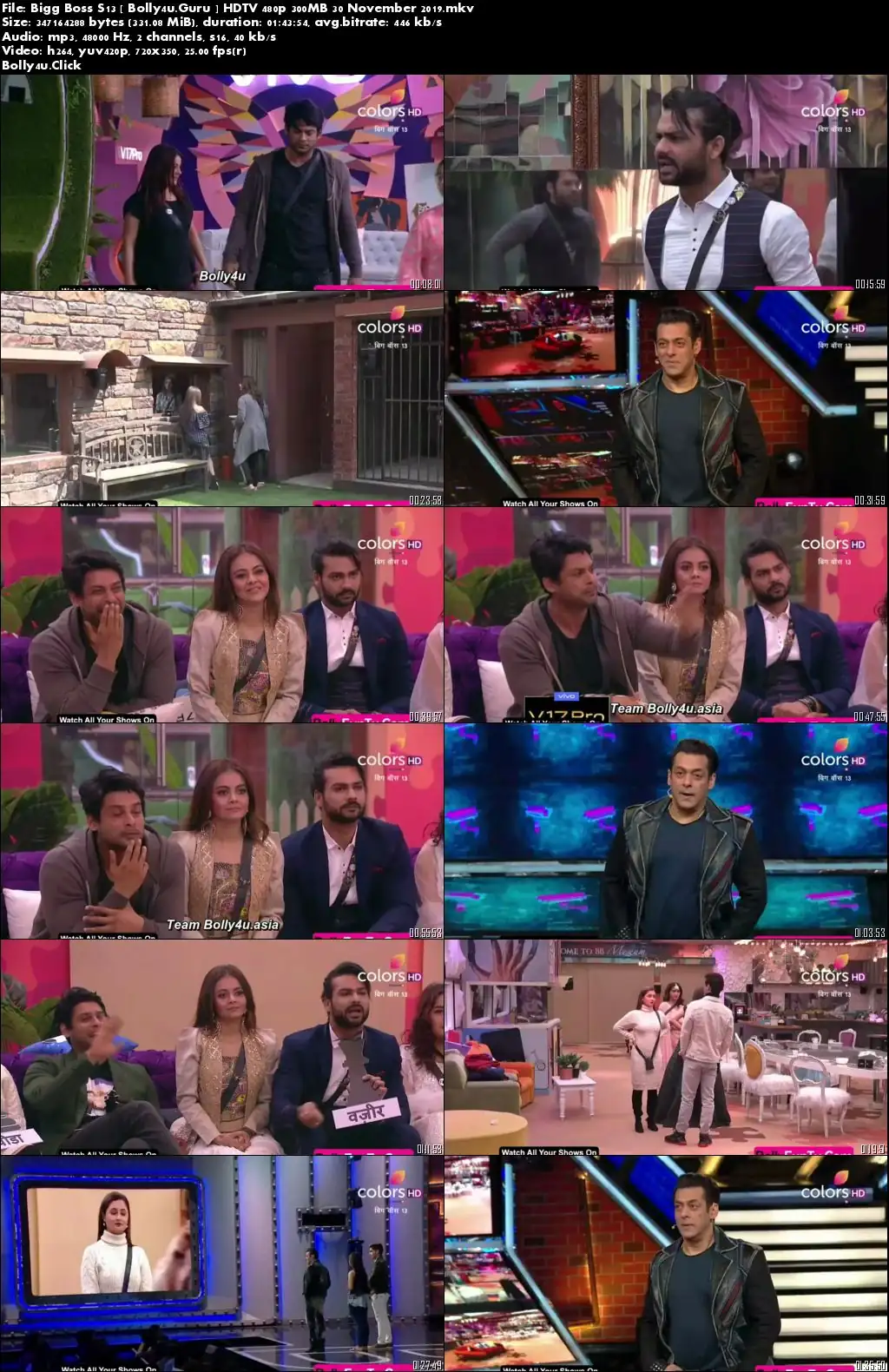 Bigg Boss S13 HDTV 480p 300MB 30 November 2019 Download