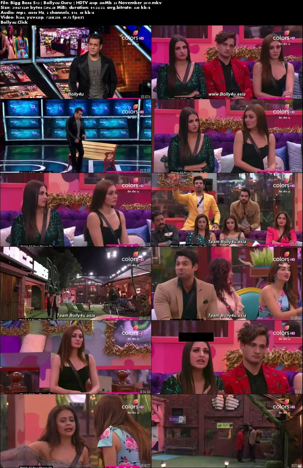Bigg Boss S13 HDTV 480p 300Mb 23 November 2019 Download