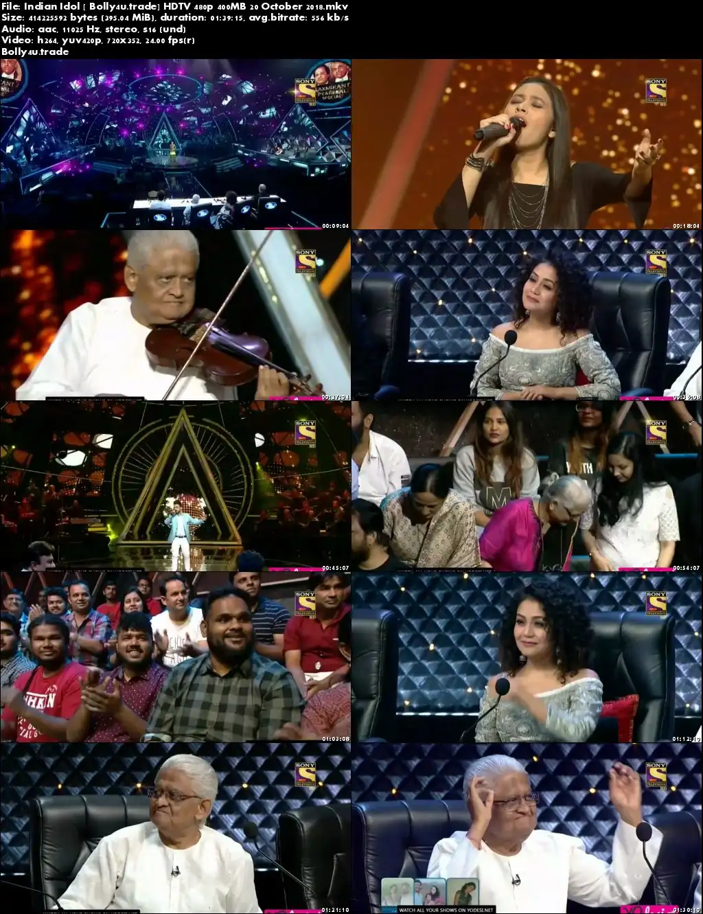 Indian Idol 2018 HDTV 480p 400MB 20 October 2018 Download Indian Idol 2018 HDTV 480p 400MB 20 October 2018 Download