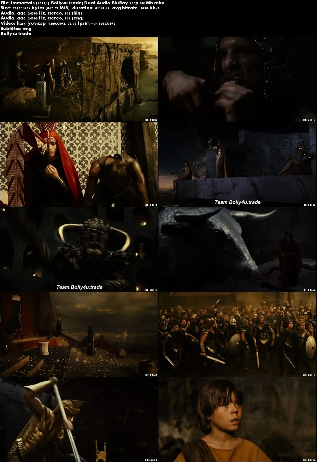 Immortals 2011 BluRay 350MB Hindi Dubbed Dual Audio ORG 480p Download