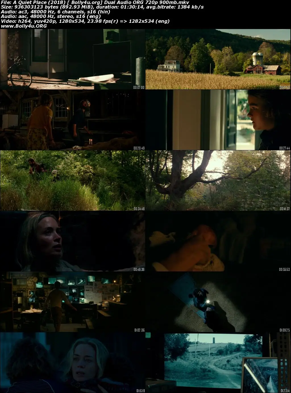 A Quiet Place 2018 BluRay 900MB Hindi Dubbed Dual Audio ORG 720p Download