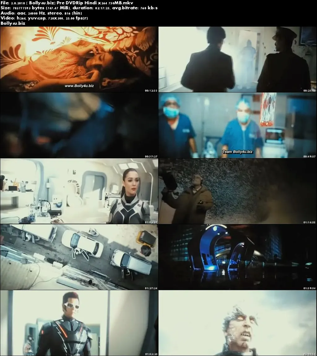 2.0 2018 Pre DVDRip 700MB Full Hindi Movie Download x264
