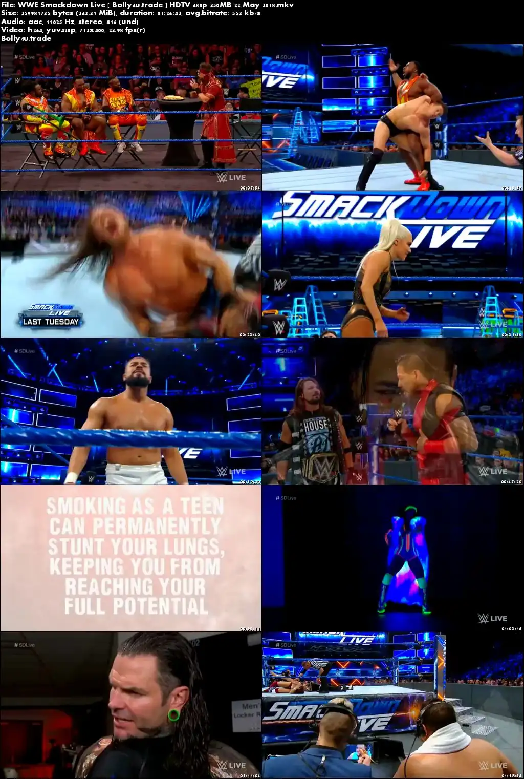 WWE Smackdown Live HDTV 480p 350MB 22 May 2018 Download WWE Smackdown Live HDTV 480p 350MB 22 May 2018 Download