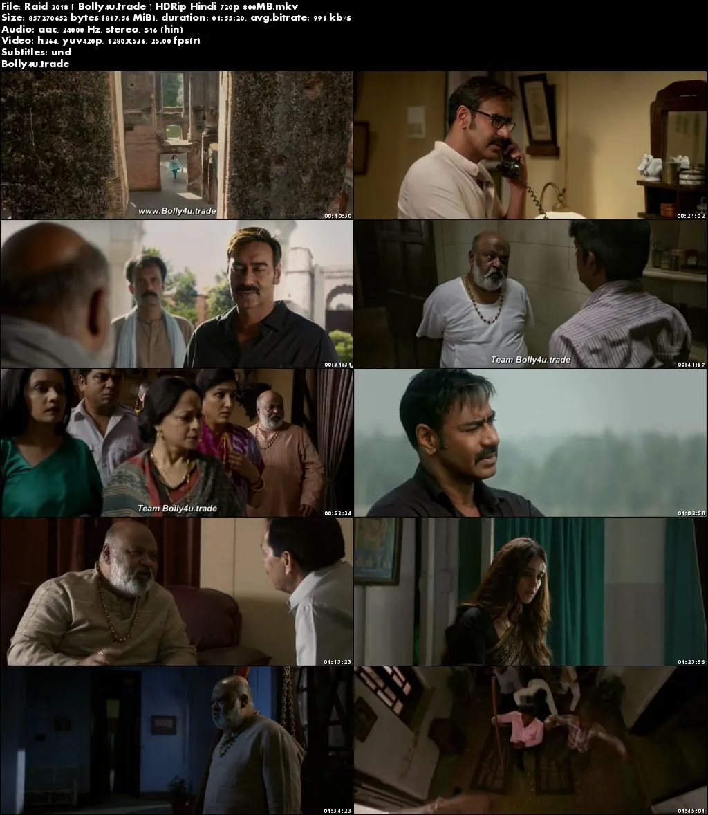 Raid 2018 HDRip 800MB Full Hindi Movie Download 720p
