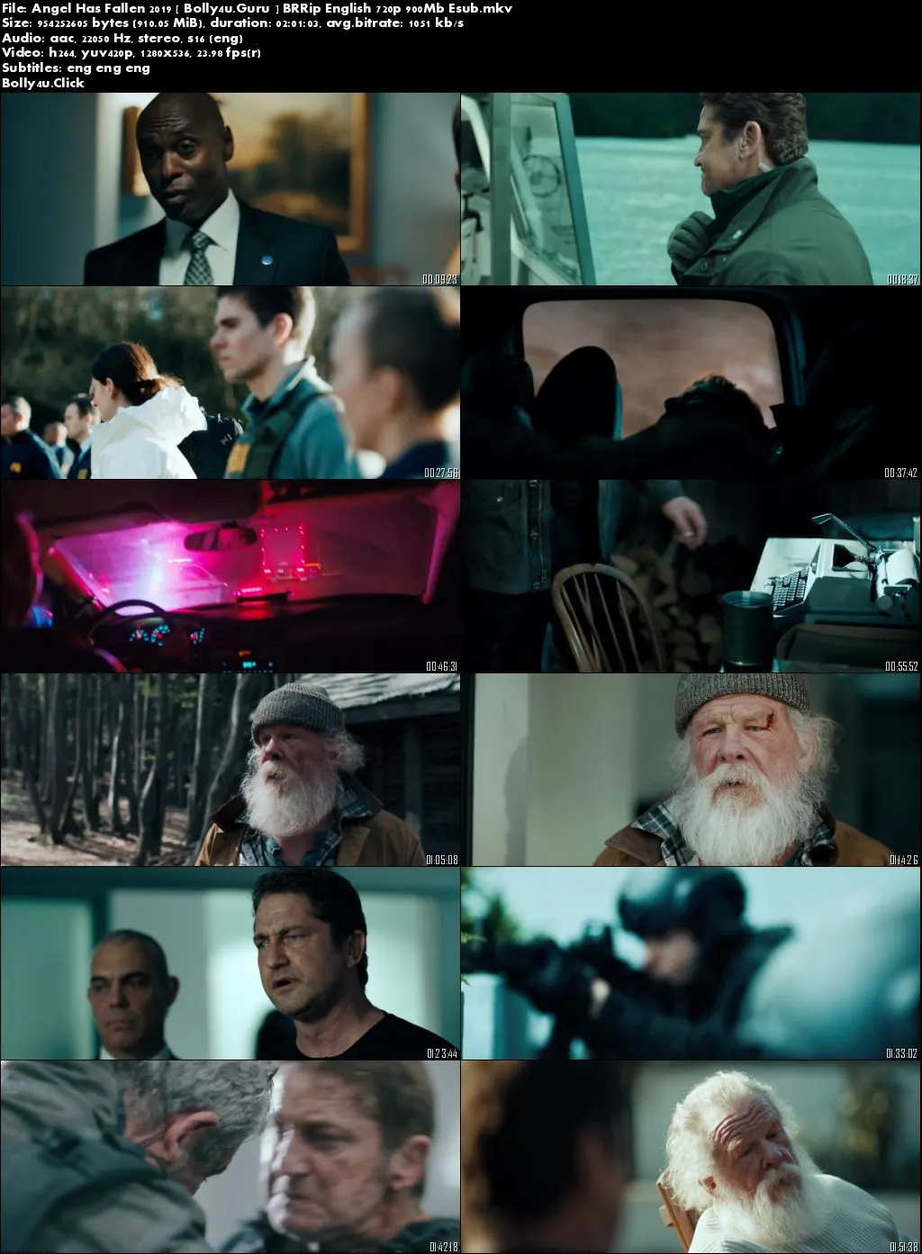 Angel Has Fallen 2019 BRRip English 720p 900Mb Esub Download Angel Has Fallen 2019 BRRip English 720p 900Mb Esub Download