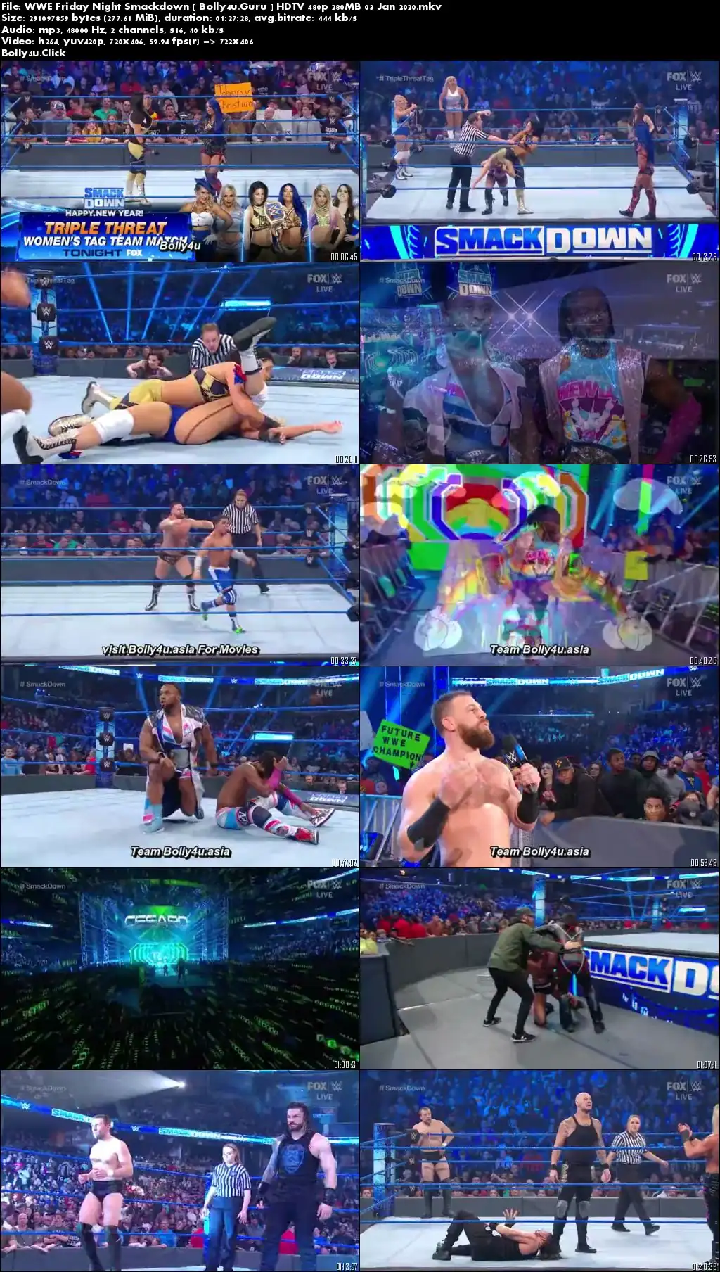 WWE Friday Night Smackdown HDTV 480p 280MB 03 Jan 2020 Download