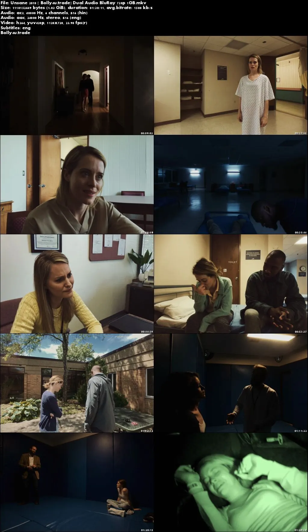 Unsane 2018 BluRay 1GB Hindi Dual Audio ORG 720p ESub Download