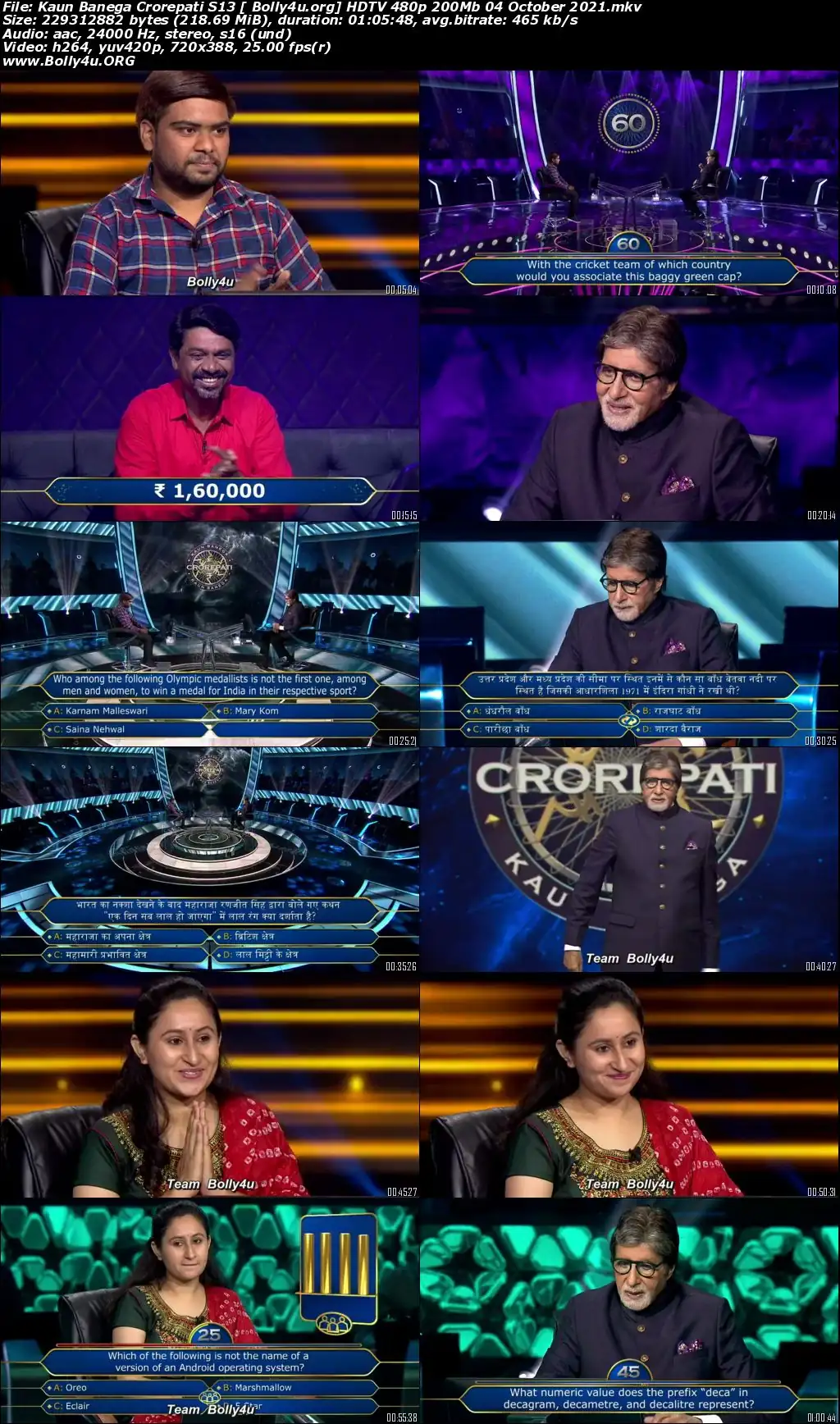 Kaun Banega Crorepati S13 HDTV 480p 200Mb 04 October 2021 Download