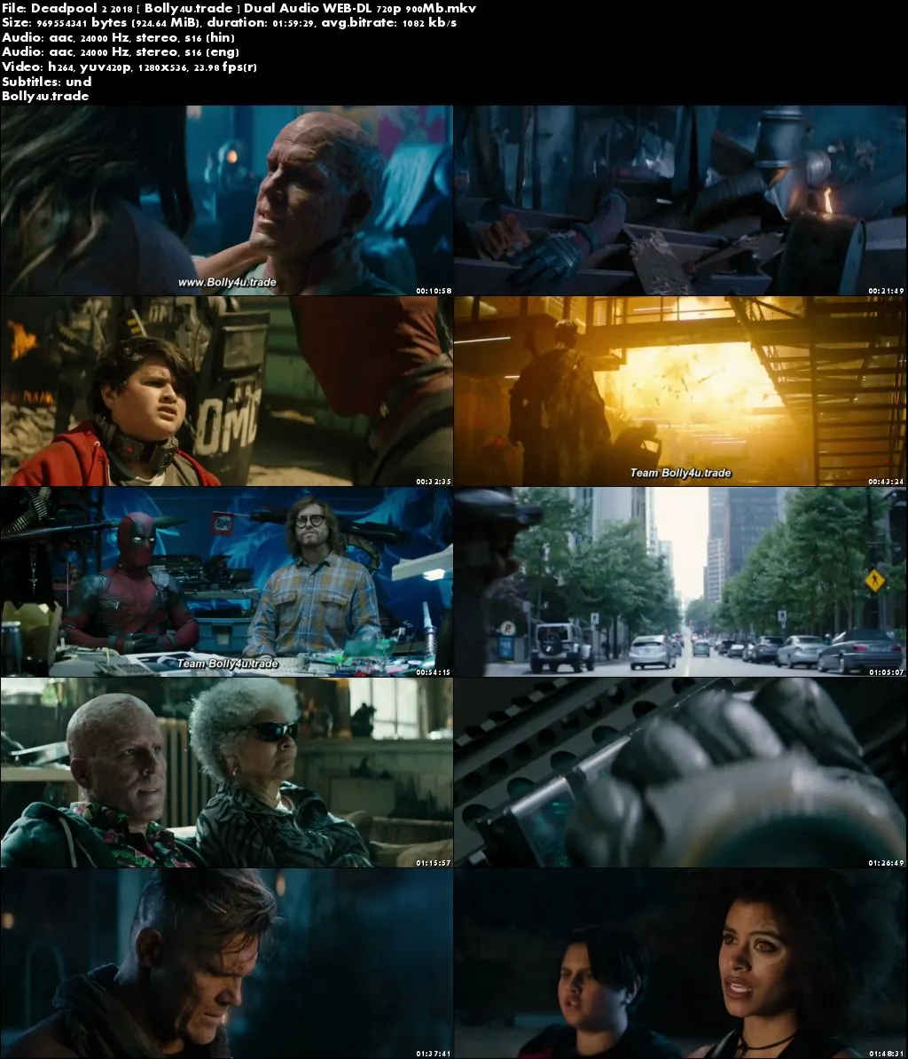Deadpool 2 2018 WEB-DL 400MB Hindi Dual Audio 480p ESub Download