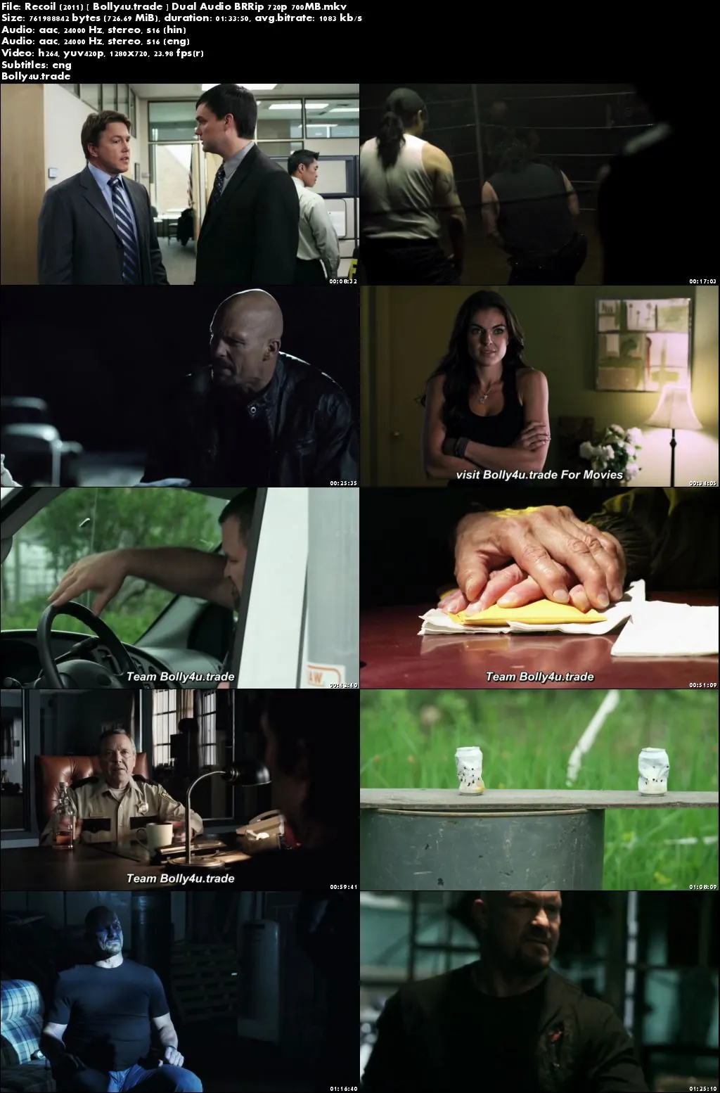Recoil 2011 BRRip 700MB Hindi Dual Audio 720p Download