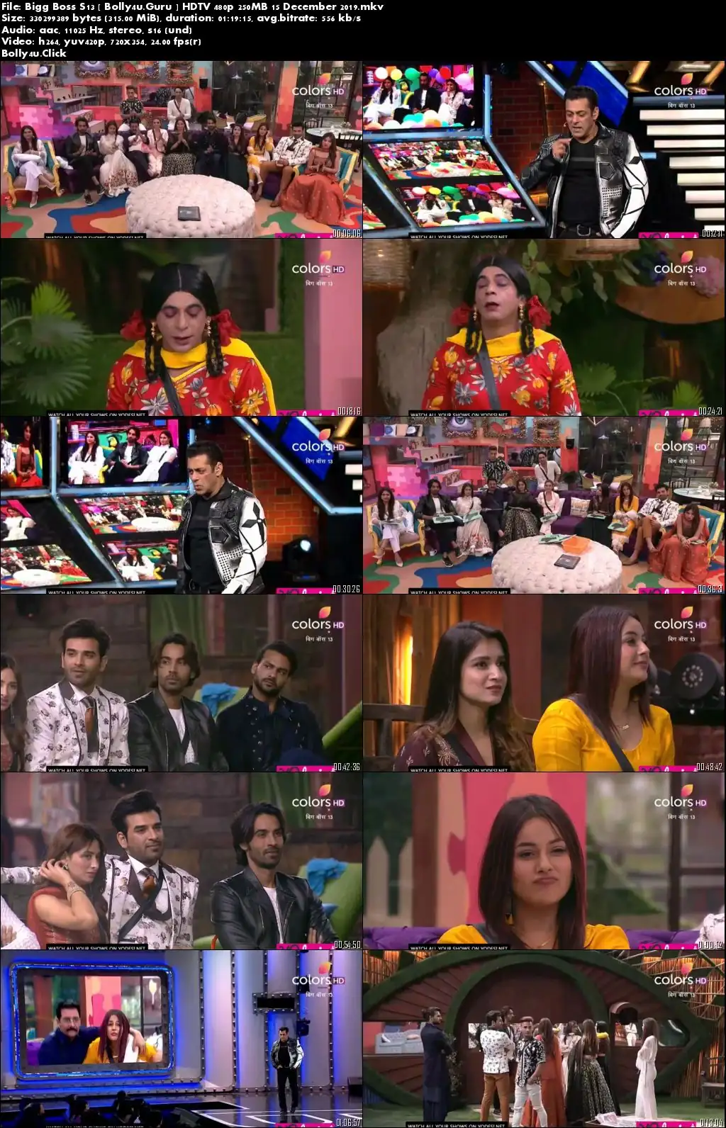 Bigg Boss S13 HDTV 480p 250MB 15 December 2019 Download