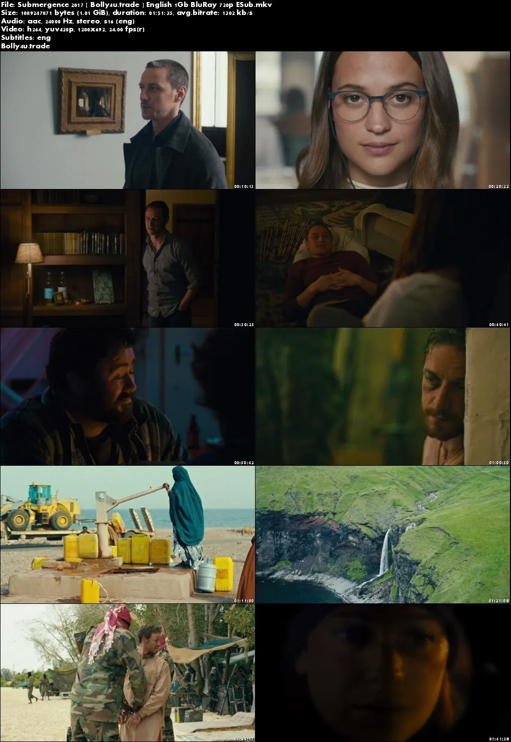 Submergence 2017 BRRip 350Mb English 480p ESub Download