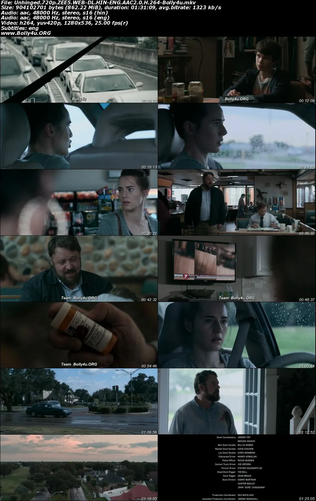 Unhinged 2020 WEB-DL 850MB Hindi Dual Audio 720p still 1  Bolly4u Official