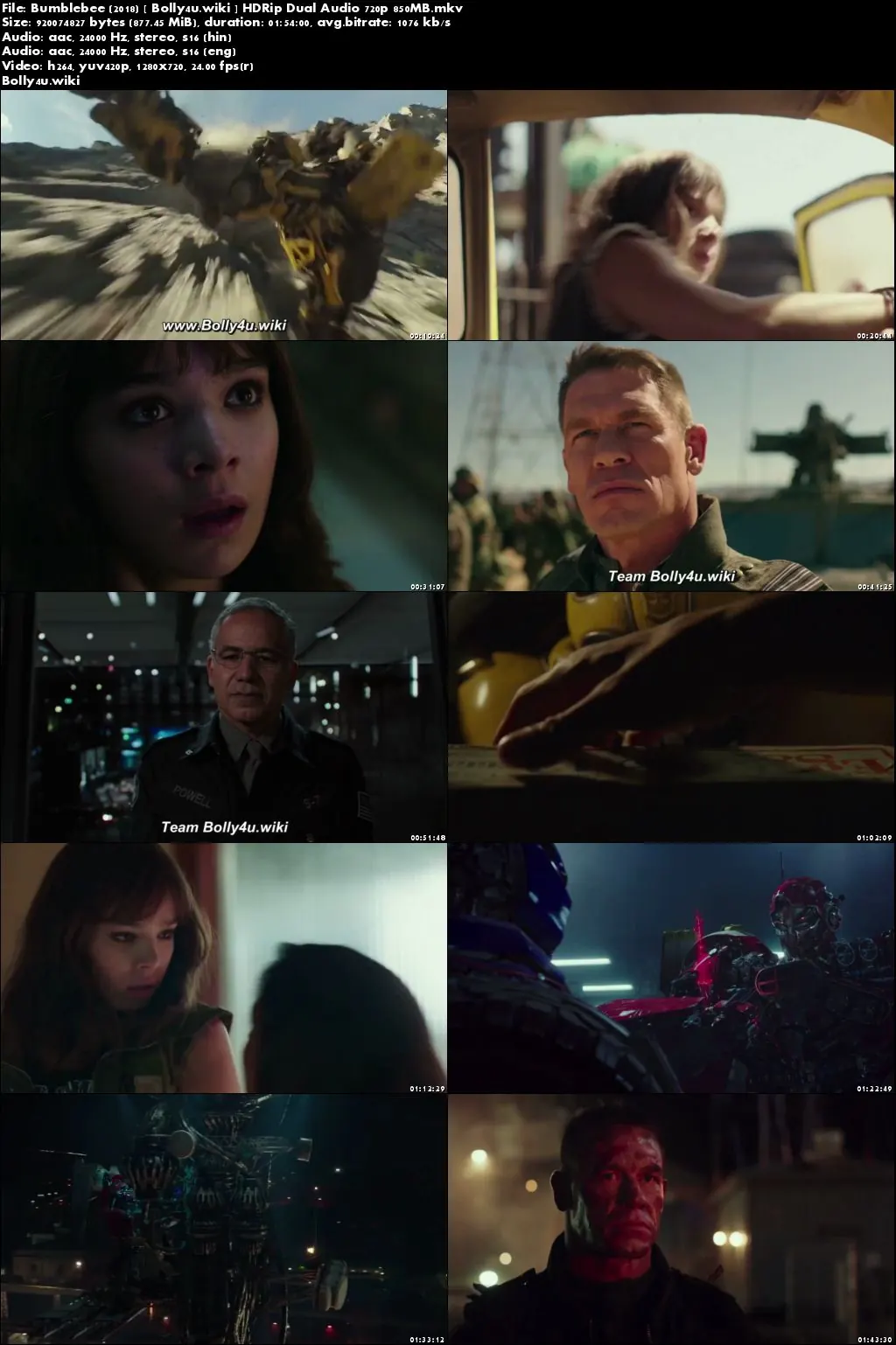 Bumblebee 2018 HDRip 850MB Hindi Dual Audio 720p Download