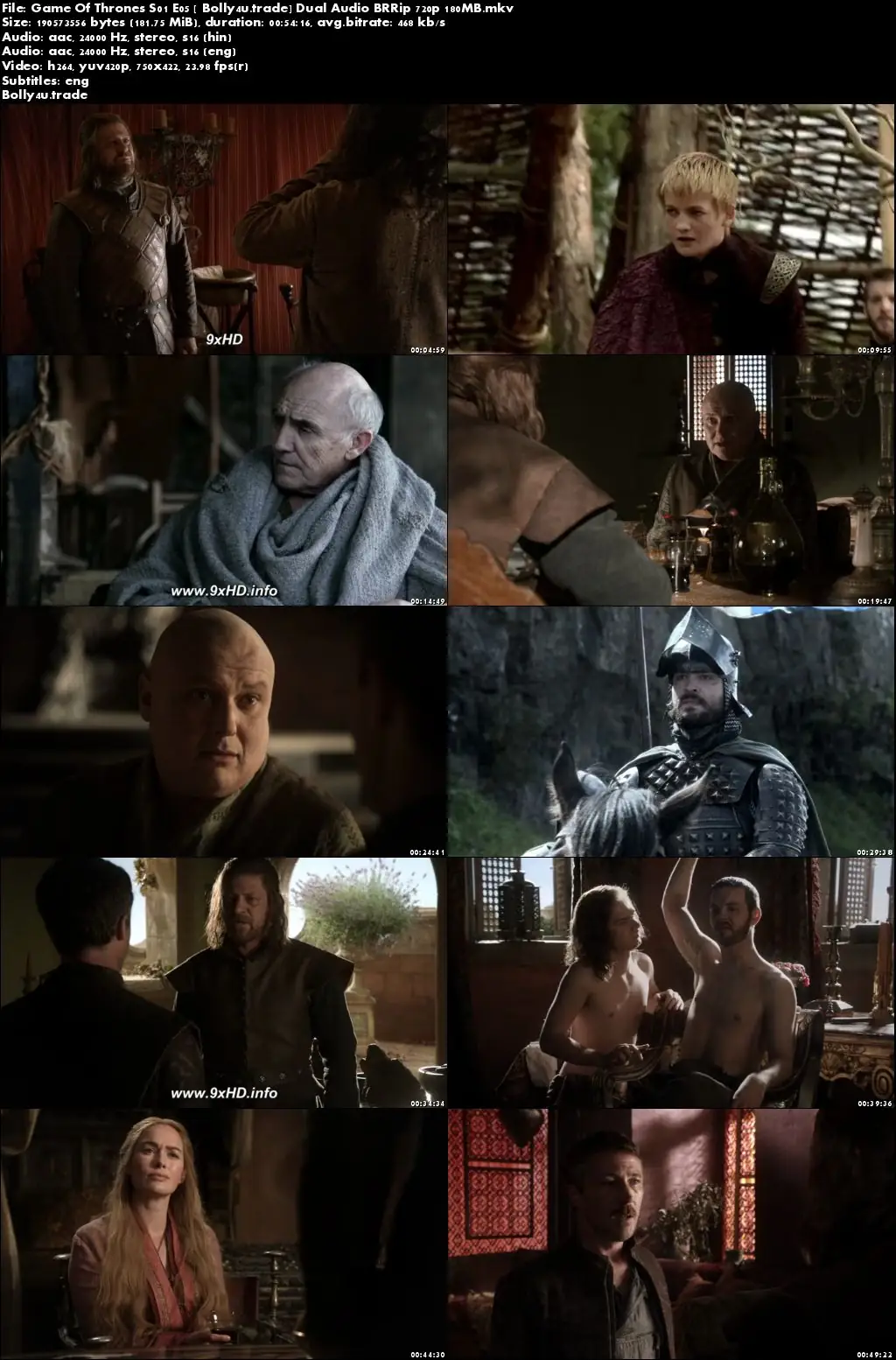 Game Of Thrones S01E05 BRRip 180MB Hindi Dual Audio 480p Download