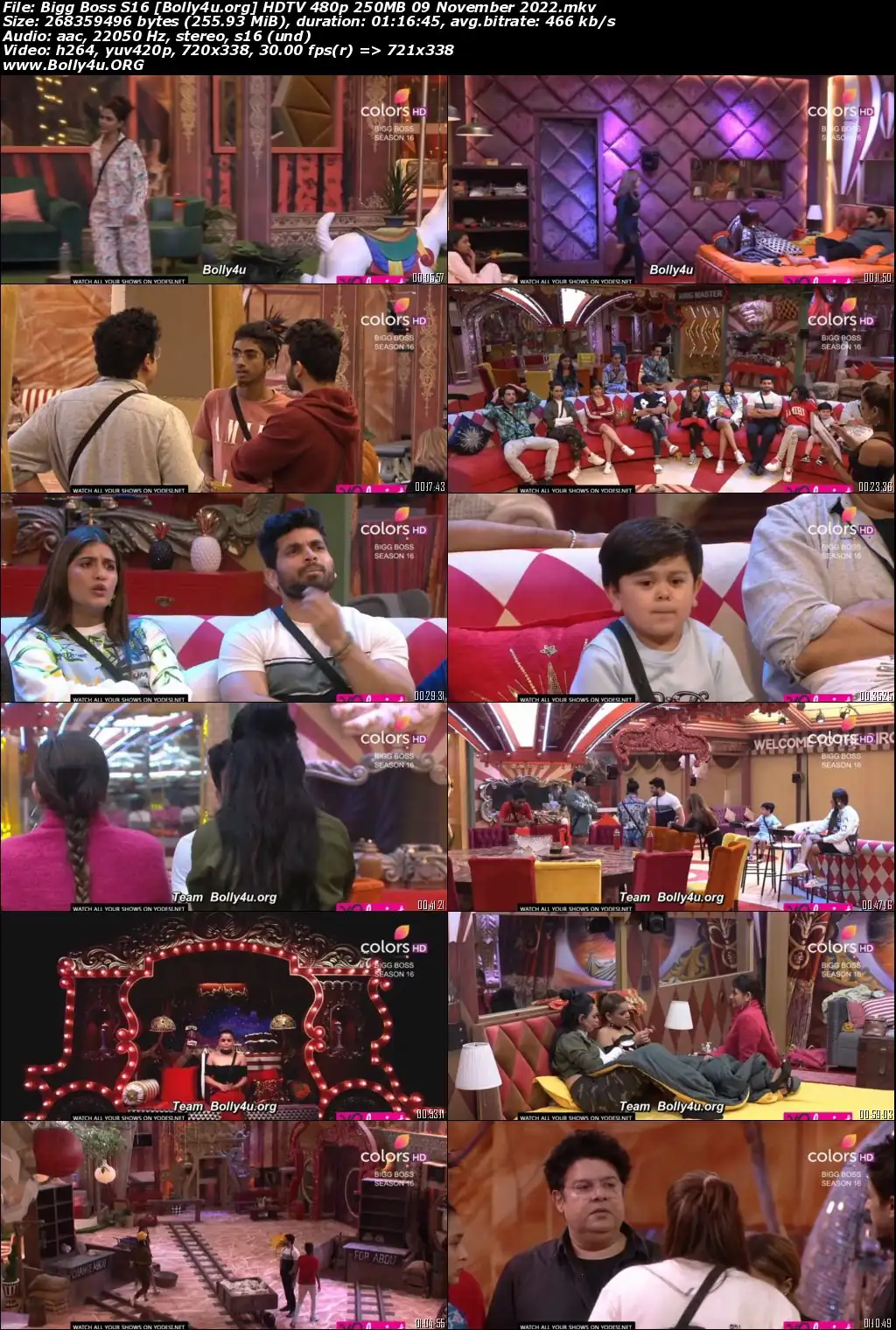 Bigg Boss S16 HDTV 480p 250MB 09 November 2022 Download