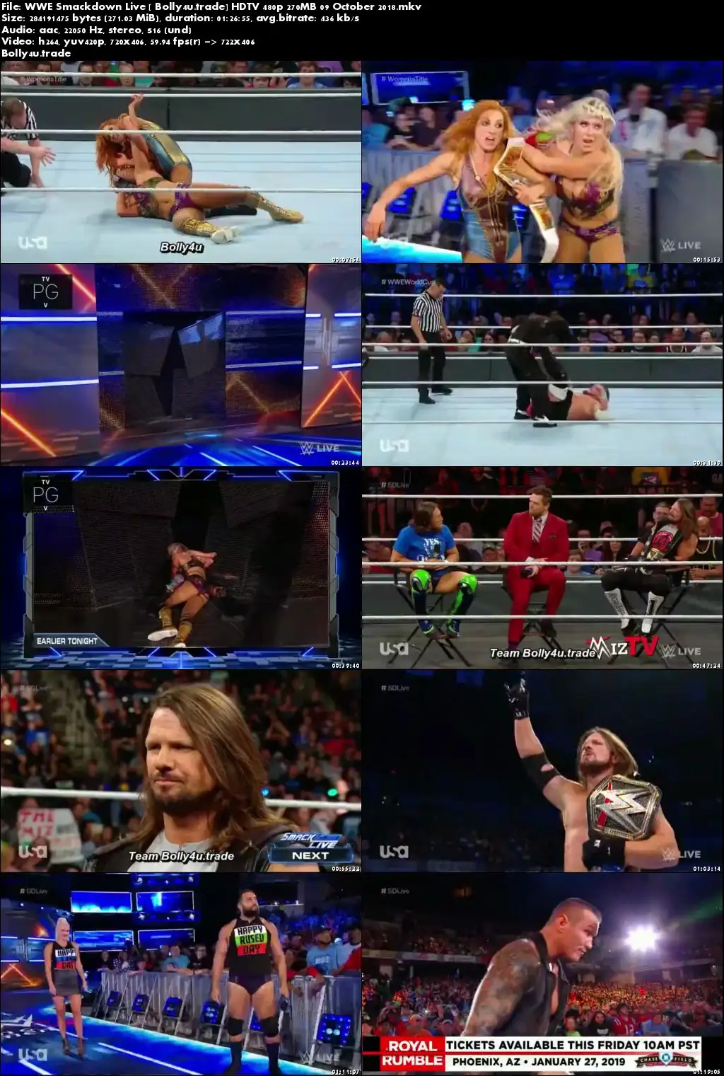 WWE Smackdown Live HDTV 480p 270MB 09 October 2018 Download