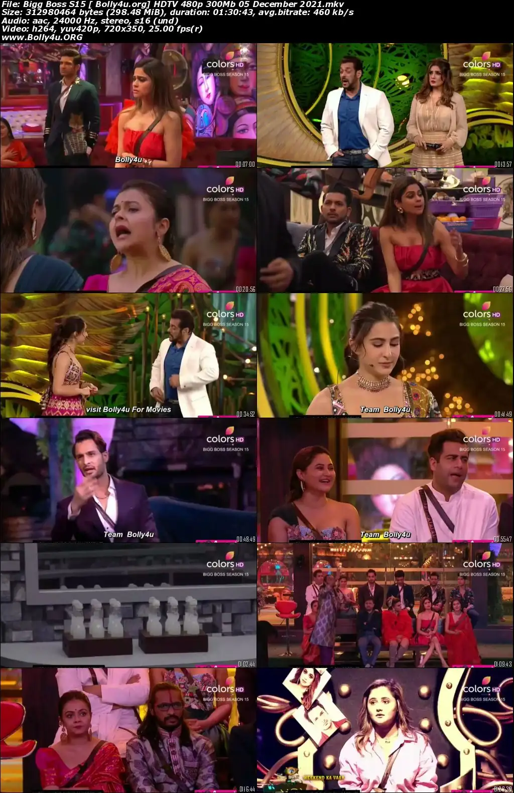 Bigg Boss S15 HDTV 480p 300Mb 05 December 2021 Download