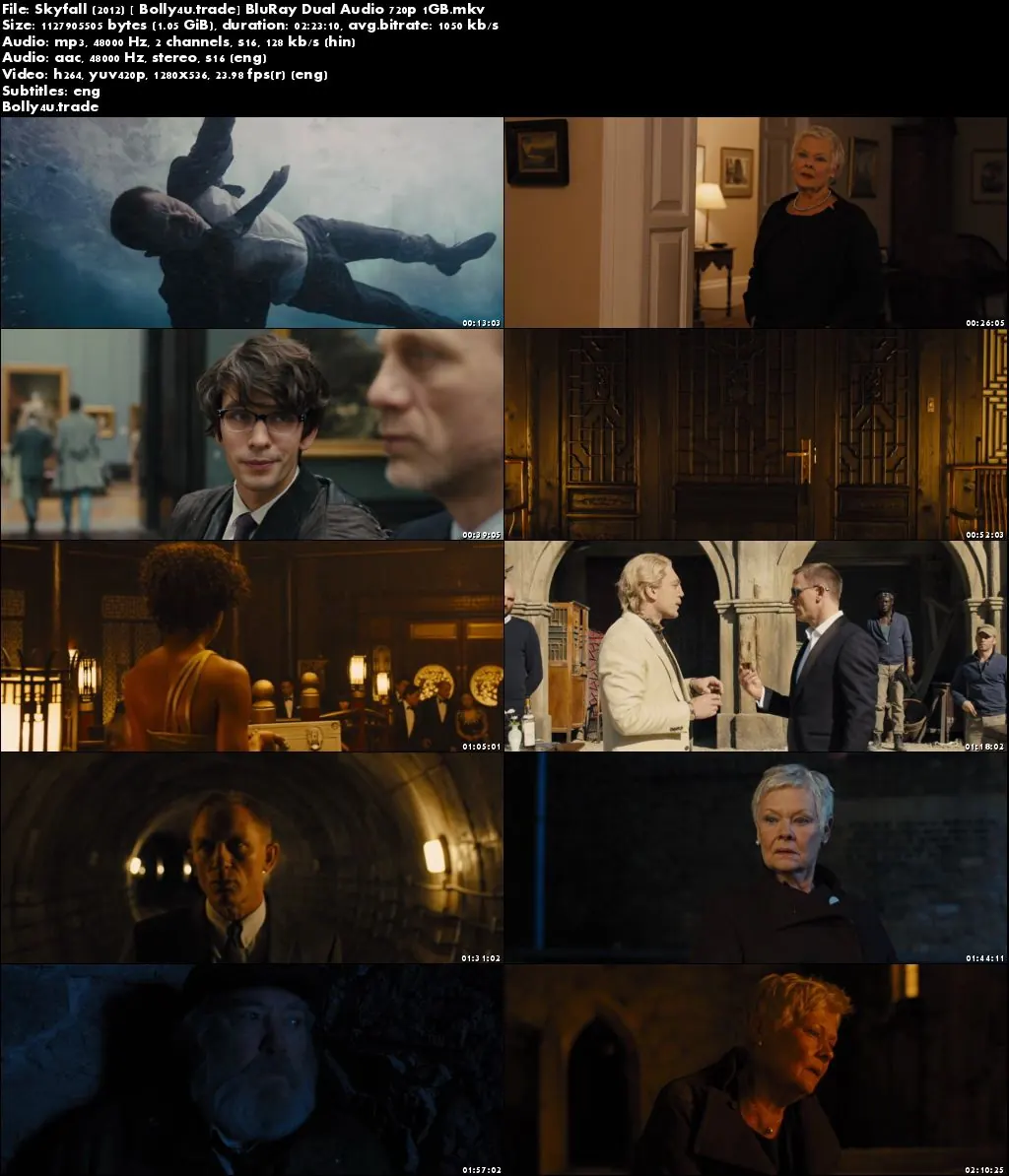 Skyfall 2012 BluRay 450MB Hindi Dubbed Dual Audio 480p ESub Download