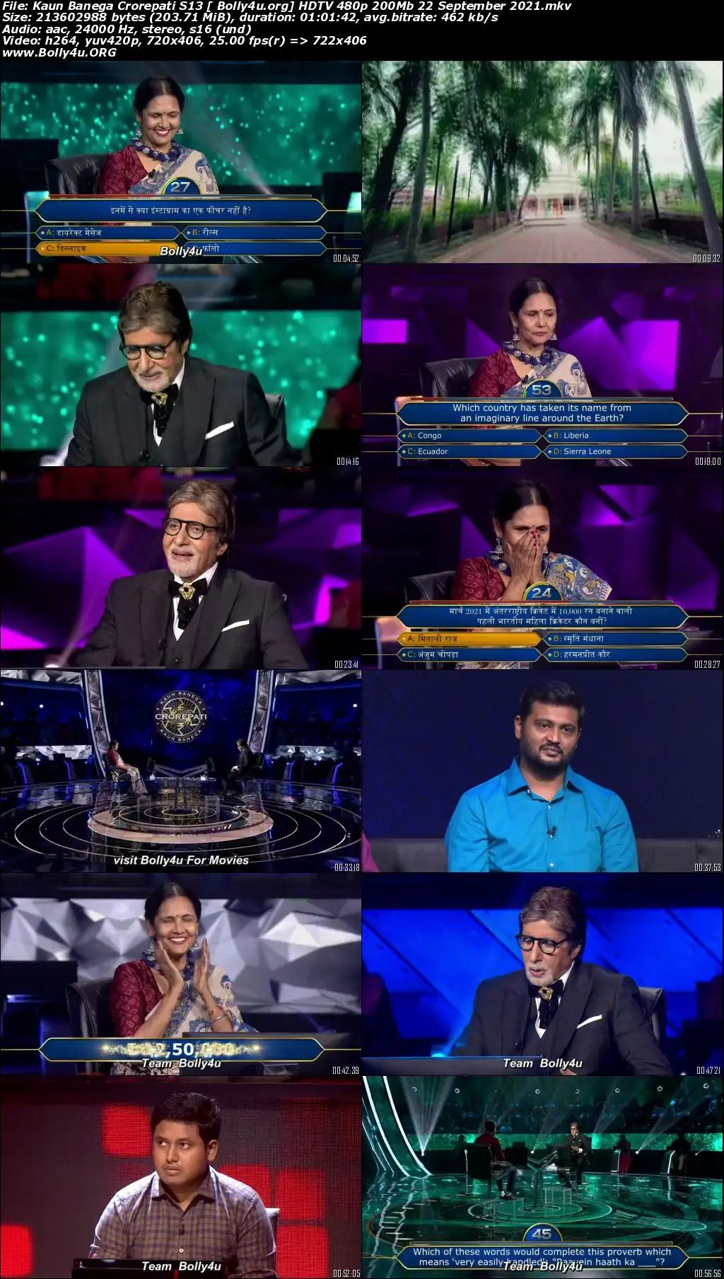 Kaun Banega Crorepati S13 HDTV 480p 200Mb 22 September 2021 Download