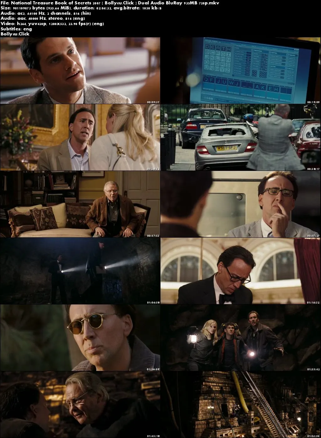 National Treasure Book of Secrets 2007 BluRay 900MB Hindi Dual Audio 720p Download National Treasure Book of Secrets 2007 BluRay 900MB Hindi Dual Audio 720p Download