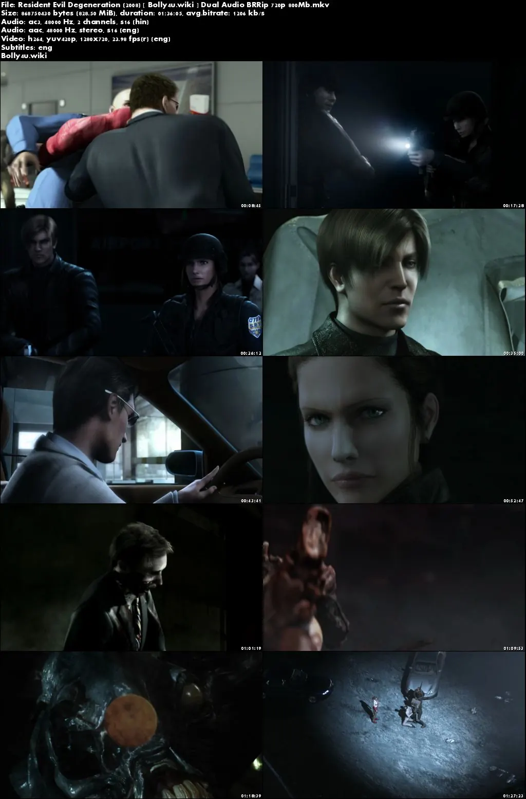 Resident Evil Degeneration 2008 BRRip 800Mb Hindi Dual Audio 720p Download Resident Evil Degeneration 2008 BRRip 800Mb Hindi Dual Audio 720p Download
