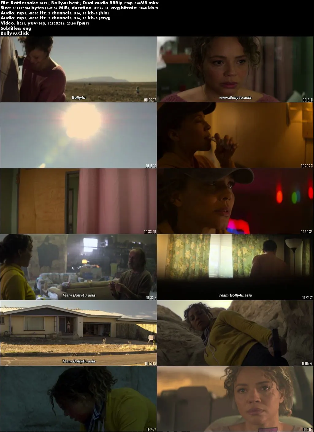 Rattlesnake 2019 BRRip 280Mb Hindi Dual Audio 480p Download